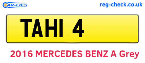 TAH14 are the vehicle registration plates.
