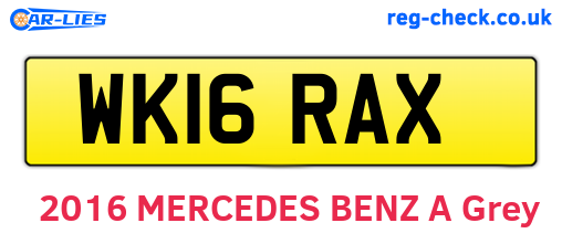 WK16RAX are the vehicle registration plates.