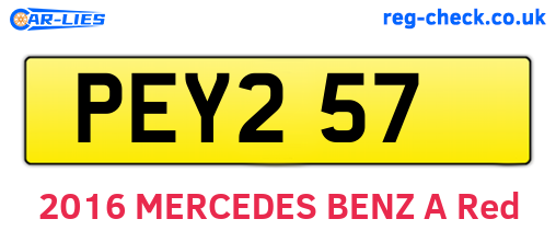 PEY257 are the vehicle registration plates.