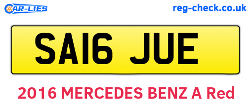 SA16JUE are the vehicle registration plates.