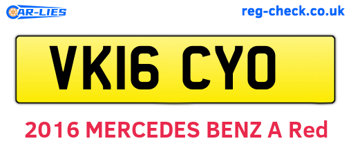VK16CYO are the vehicle registration plates.