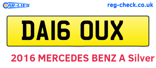 DA16OUX are the vehicle registration plates.
