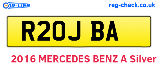 R20JBA are the vehicle registration plates.