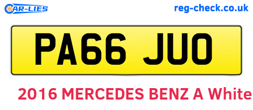 PA66JUO are the vehicle registration plates.