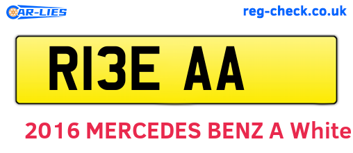 R13EAA are the vehicle registration plates.