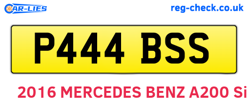 P444BSS are the vehicle registration plates.