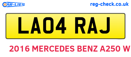 LA04RAJ are the vehicle registration plates.