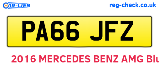 PA66JFZ are the vehicle registration plates.