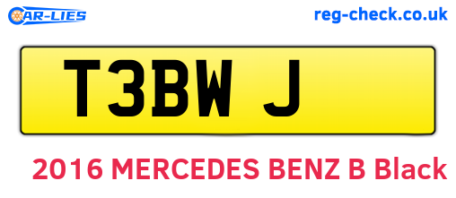 T3BWJ are the vehicle registration plates.