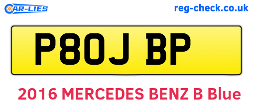 P80JBP are the vehicle registration plates.