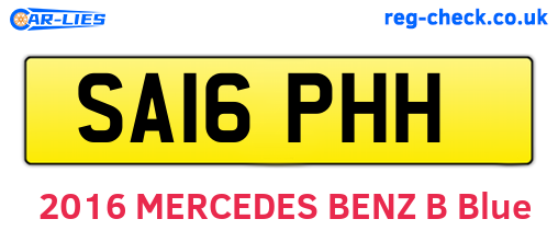 SA16PHH are the vehicle registration plates.