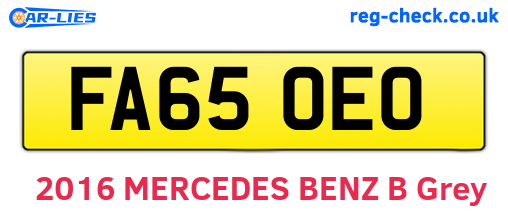 FA65OEO are the vehicle registration plates.