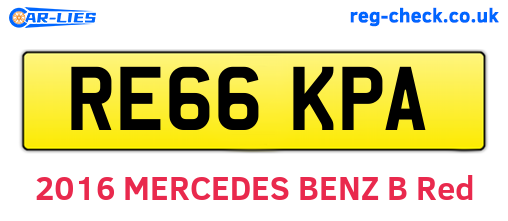 RE66KPA are the vehicle registration plates.