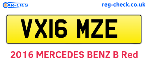 VX16MZE are the vehicle registration plates.