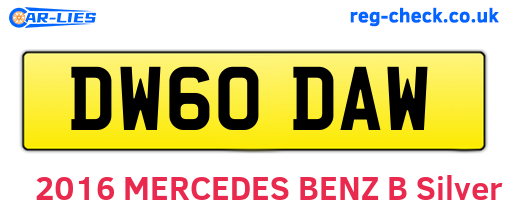 DW60DAW are the vehicle registration plates.