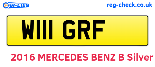 W111GRF are the vehicle registration plates.