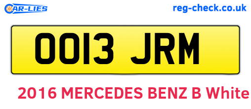 OO13JRM are the vehicle registration plates.