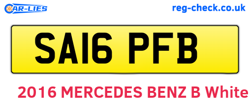 SA16PFB are the vehicle registration plates.