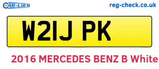 W21JPK are the vehicle registration plates.