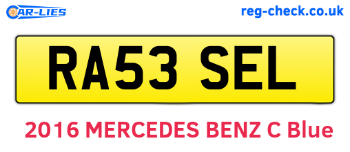 RA53SEL are the vehicle registration plates.