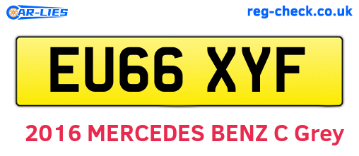 EU66XYF are the vehicle registration plates.