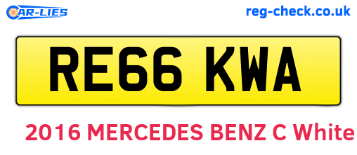 RE66KWA are the vehicle registration plates.