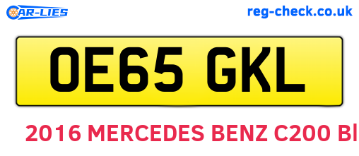 OE65GKL are the vehicle registration plates.