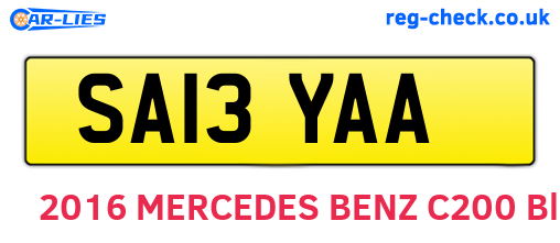SA13YAA are the vehicle registration plates.