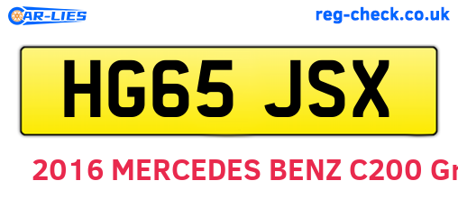 HG65JSX are the vehicle registration plates.