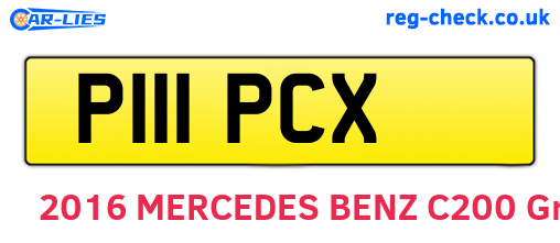 P111PCX are the vehicle registration plates.