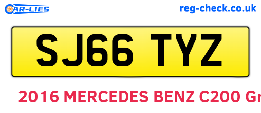 SJ66TYZ are the vehicle registration plates.
