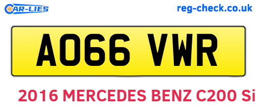 AO66VWR are the vehicle registration plates.