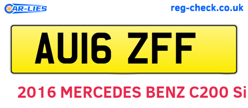 AU16ZFF are the vehicle registration plates.