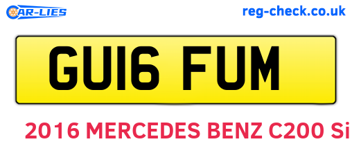 GU16FUM are the vehicle registration plates.