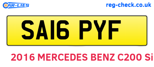 SA16PYF are the vehicle registration plates.