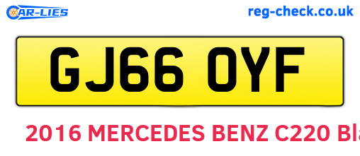 GJ66OYF are the vehicle registration plates.