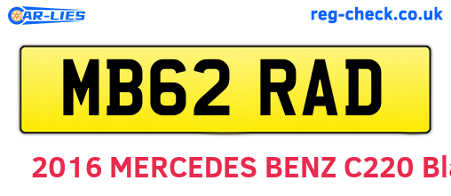MB62RAD are the vehicle registration plates.