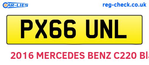 PX66UNL are the vehicle registration plates.