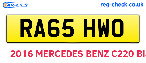 RA65HWO are the vehicle registration plates.