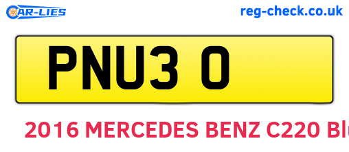 PNU30 are the vehicle registration plates.