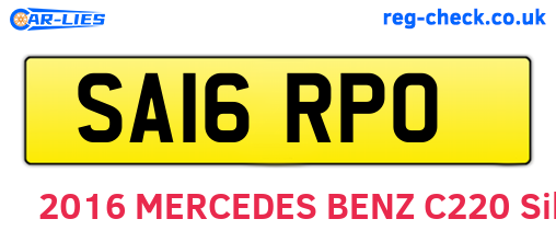 SA16RPO are the vehicle registration plates.