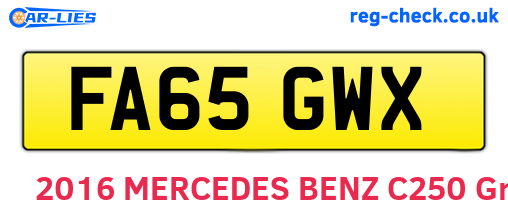 FA65GWX are the vehicle registration plates.