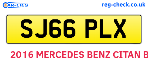 SJ66PLX are the vehicle registration plates.