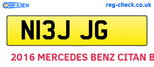 N13JJG are the vehicle registration plates.