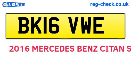 BK16VWE are the vehicle registration plates.