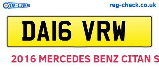DA16VRW are the vehicle registration plates.