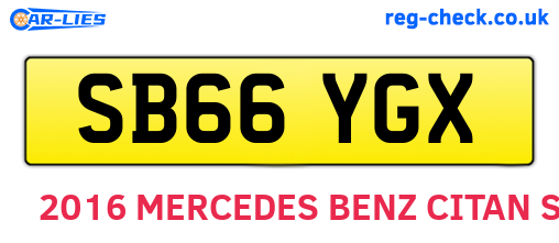 SB66YGX are the vehicle registration plates.