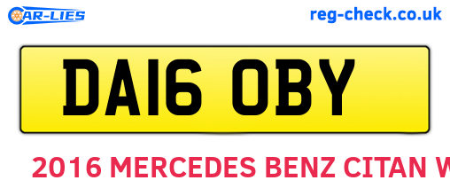 DA16OBY are the vehicle registration plates.