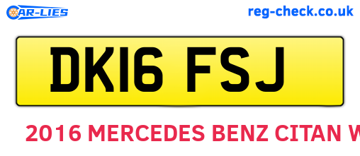 DK16FSJ are the vehicle registration plates.