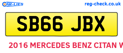 SB66JBX are the vehicle registration plates.